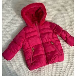 Steve Madden Toddler baby Girls' Pink Puffer Jacket 18 months hooded Quilted